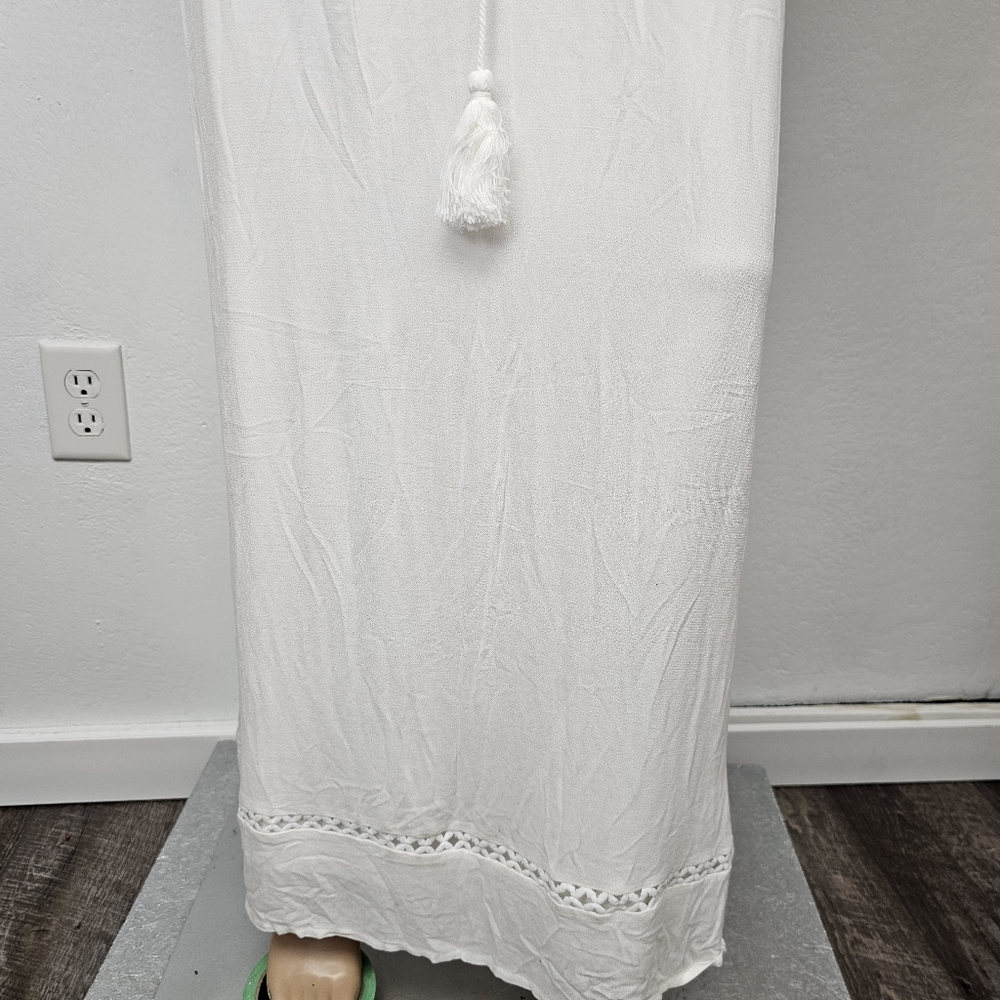 Candalite White Maxi Dress NEW Back Elastic Waist Belt Sz XL Fairy Wedding - Picture 3 of 11